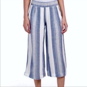 2FOR$30 Cloth & Stone Blue Striped Wide Leg Crop Pant